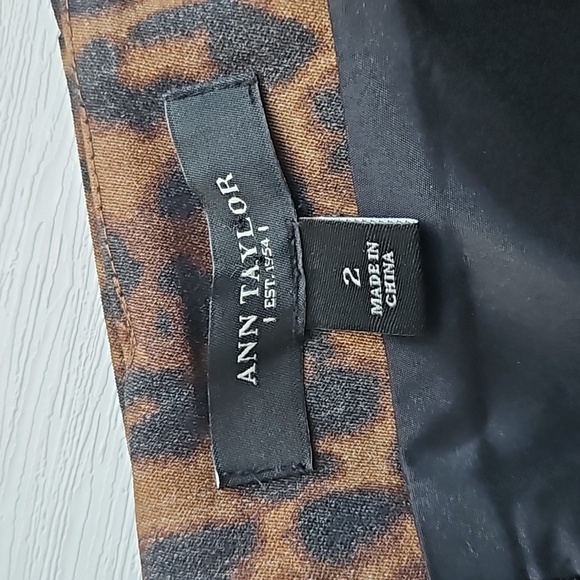 Ann Taylor Black Brown Leopard Print Asymmetrical Mini Skirt 2 - Picture 2 of 6